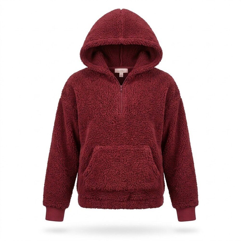 Sunset West Plush Fleece 1/4 Zip Hooded Sweatshirt Girls' Size Large